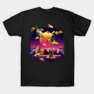 Synthwave Pizza Capybaras T-Shirt